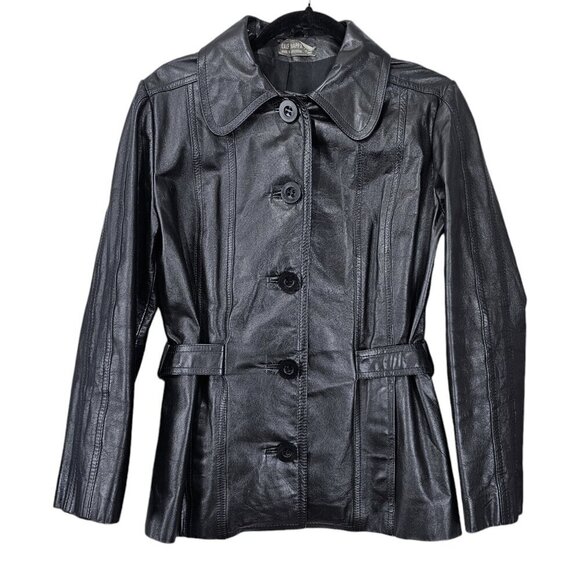 Calf Nappa Button Down Black Genuine Luxury Leather Jacket - Picture 1 of 8